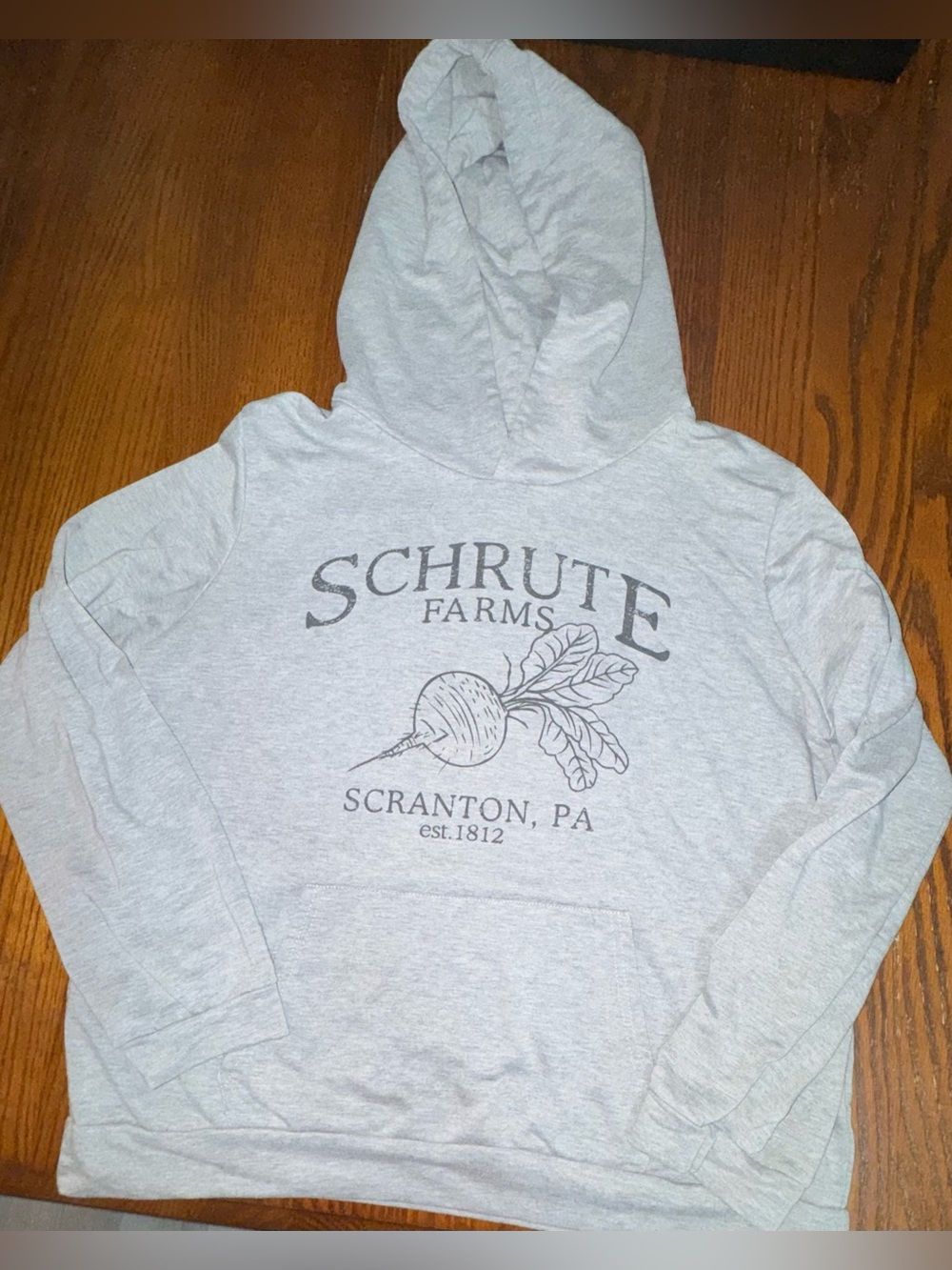 Schrute Farms The Office Gray Pullover Hoodie | Women’s Large